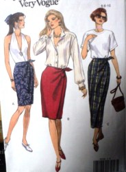8338 VOGUE MOCK WRAP TIED PULL ON SKIRT LENGTHS PATTERN 6-10